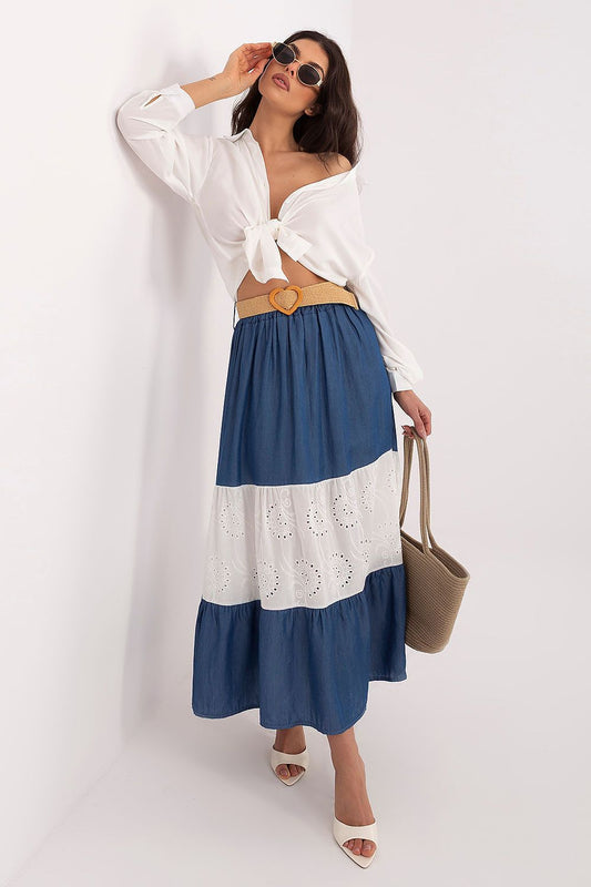 blue skirt front view