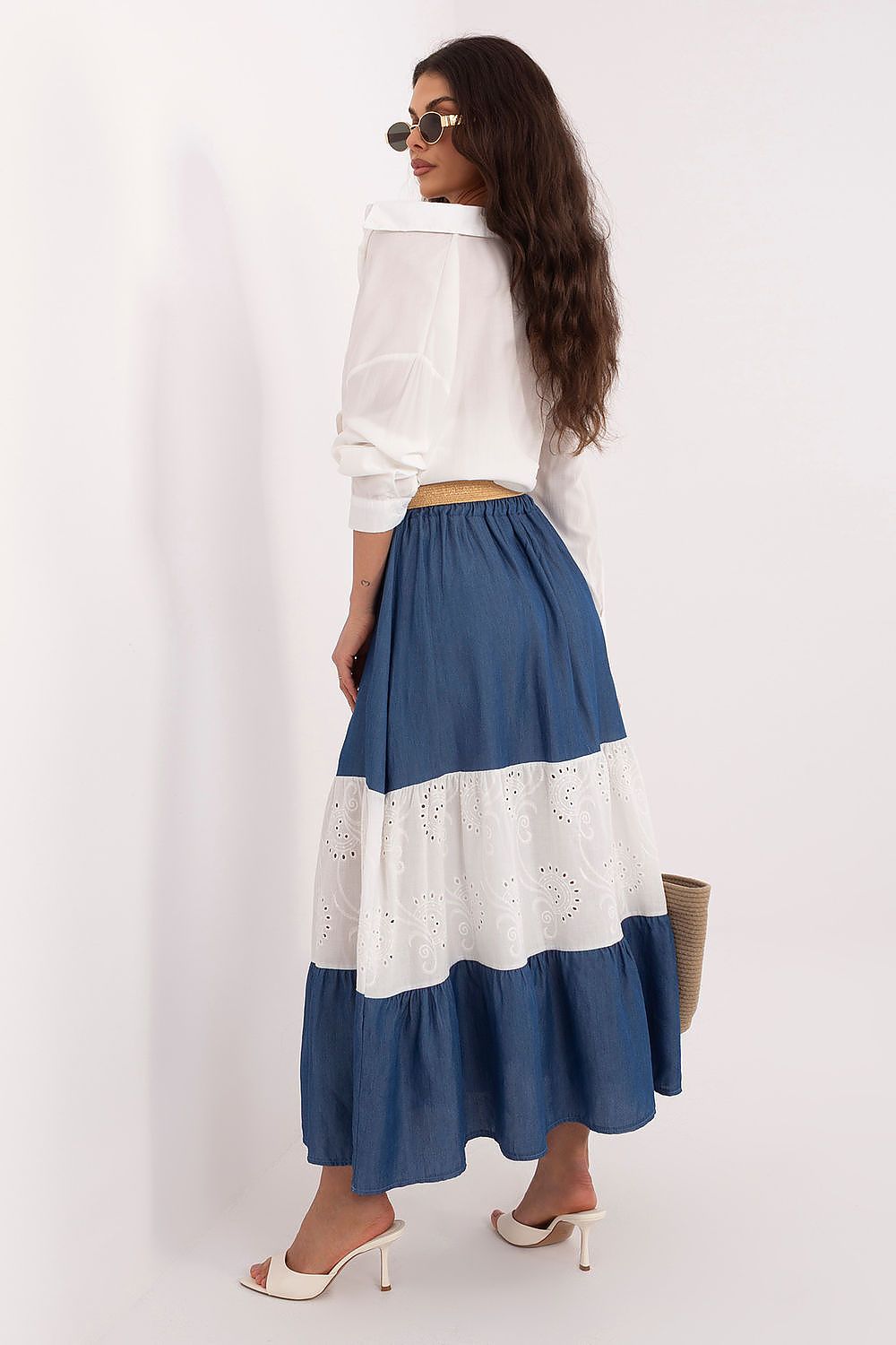 blue skirt detail view