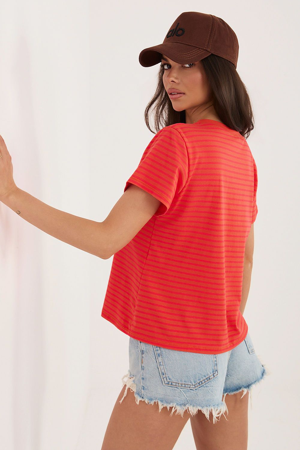 Women's Pink and Yellow T-shirt side view