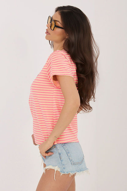 Women's Pink and Yellow T-shirt view 6