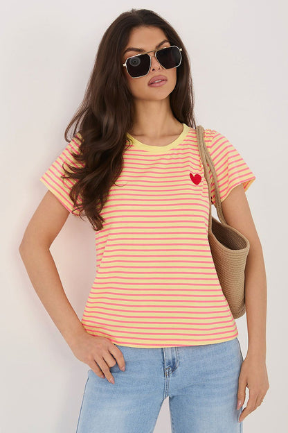 Women's Pink and Yellow T-shirt view 7