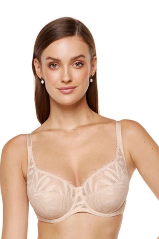 beige lace tulle semi-soft front view