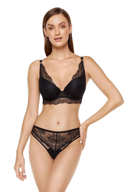 black lace tulle t-backs front view