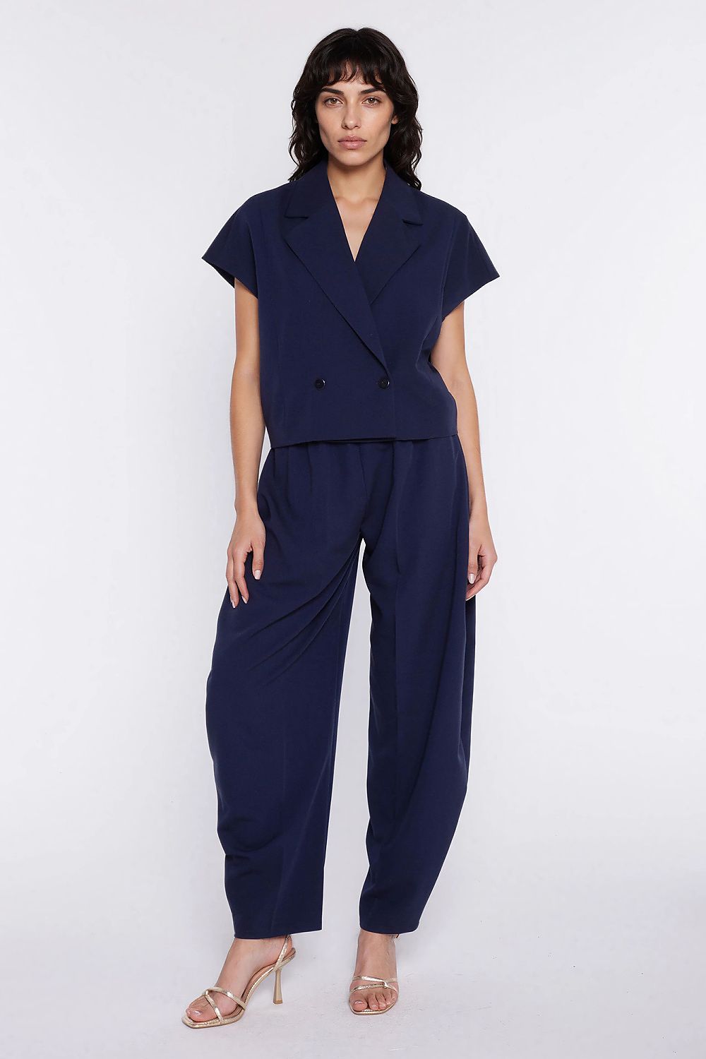 navy blue women trousers detail view