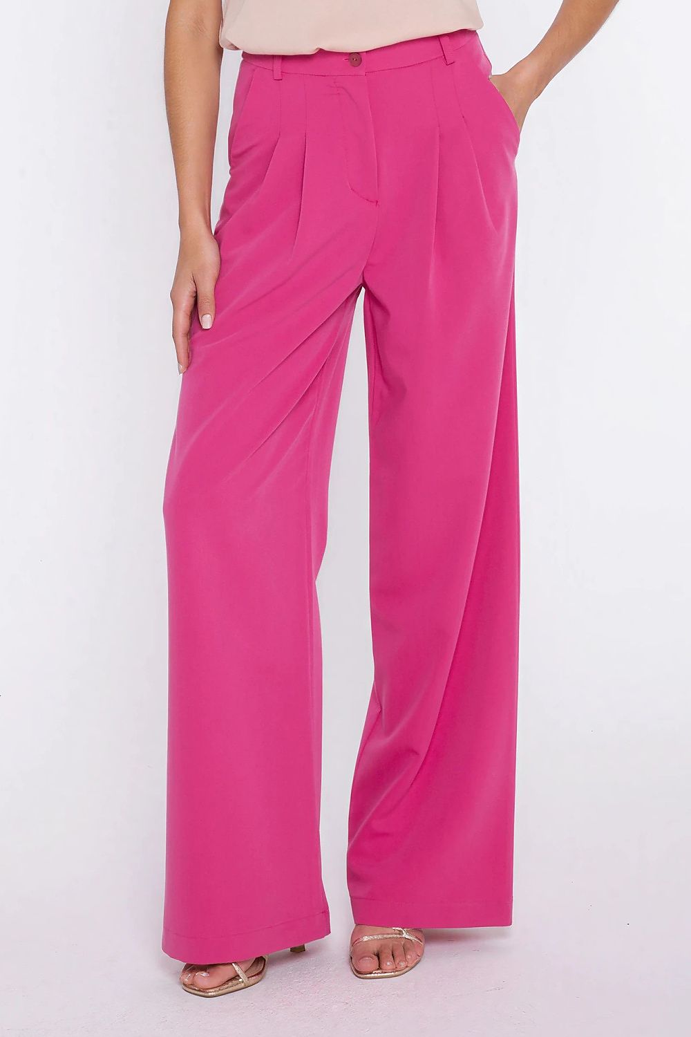 pink belted women trousers front view
