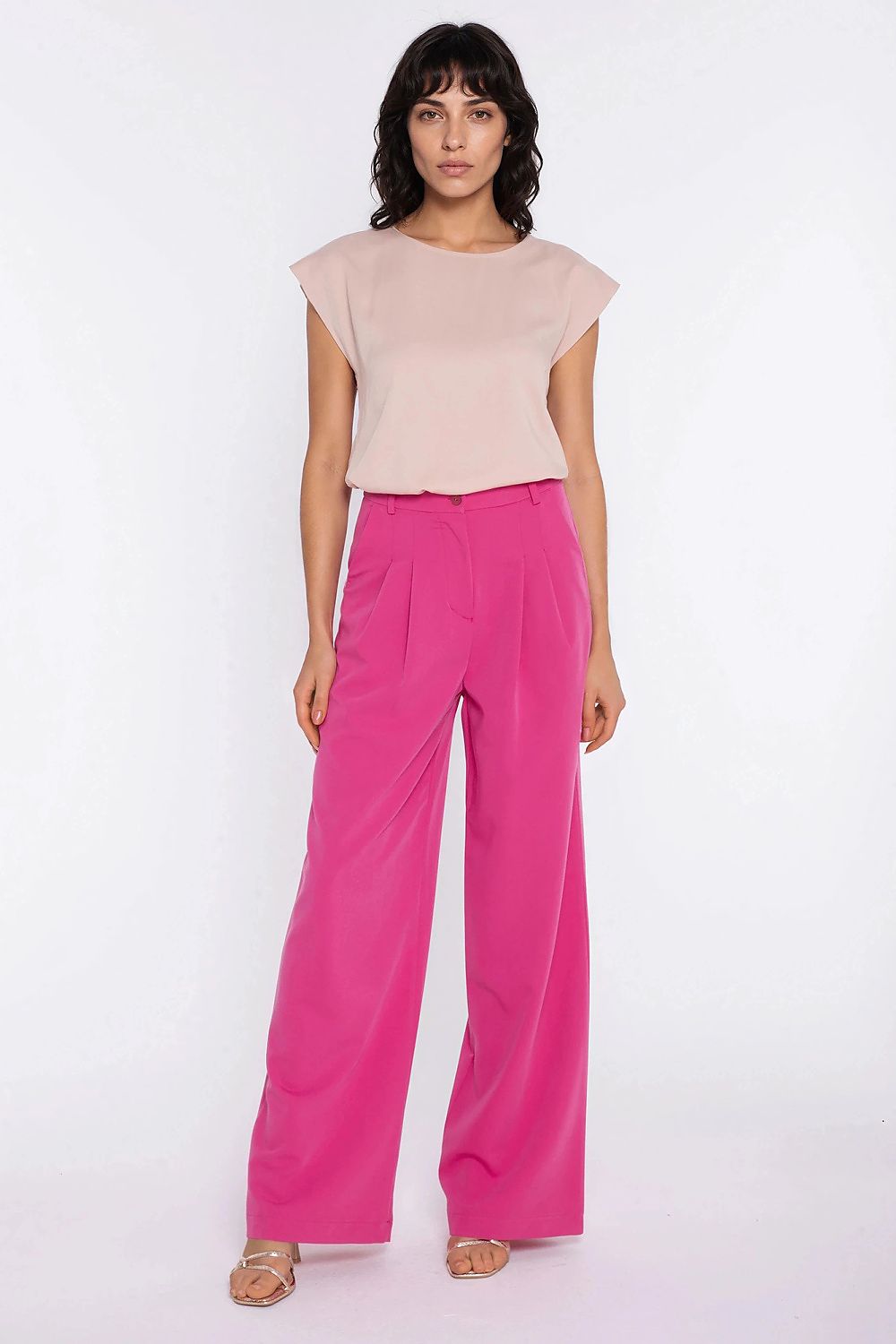 pink belted women trousers alternate angle