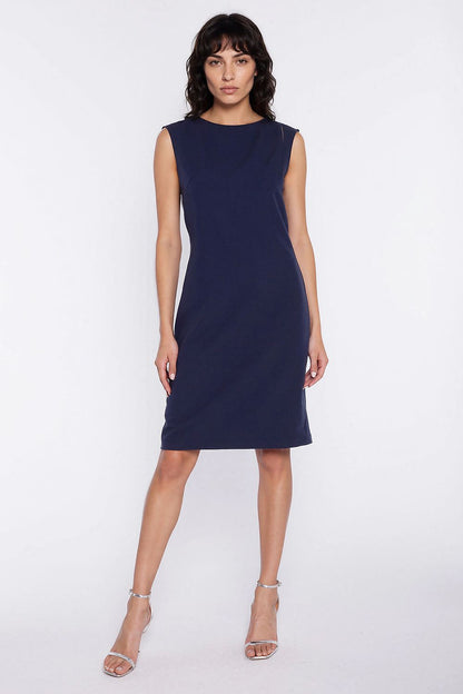 navy blue day dress front view