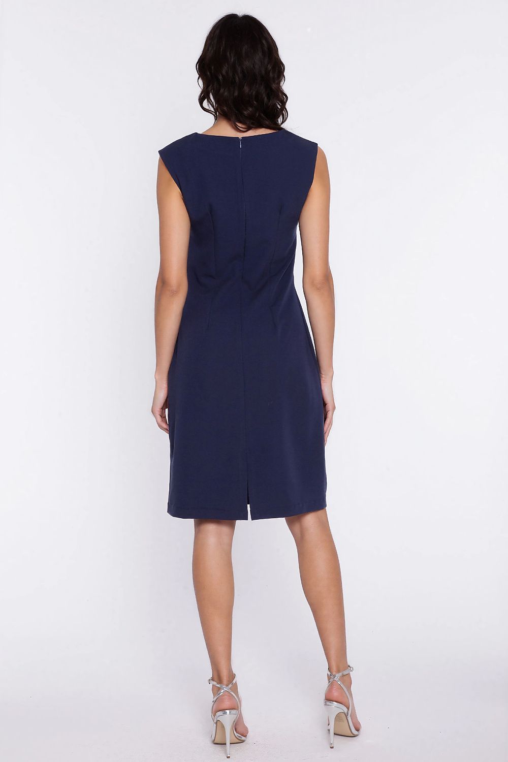 navy blue day dress detail view
