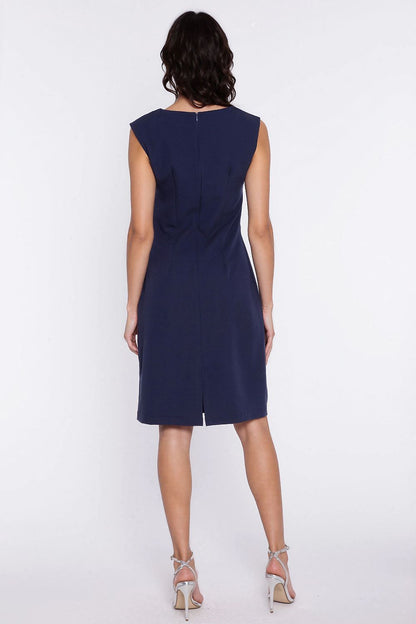 navy blue day dress detail view