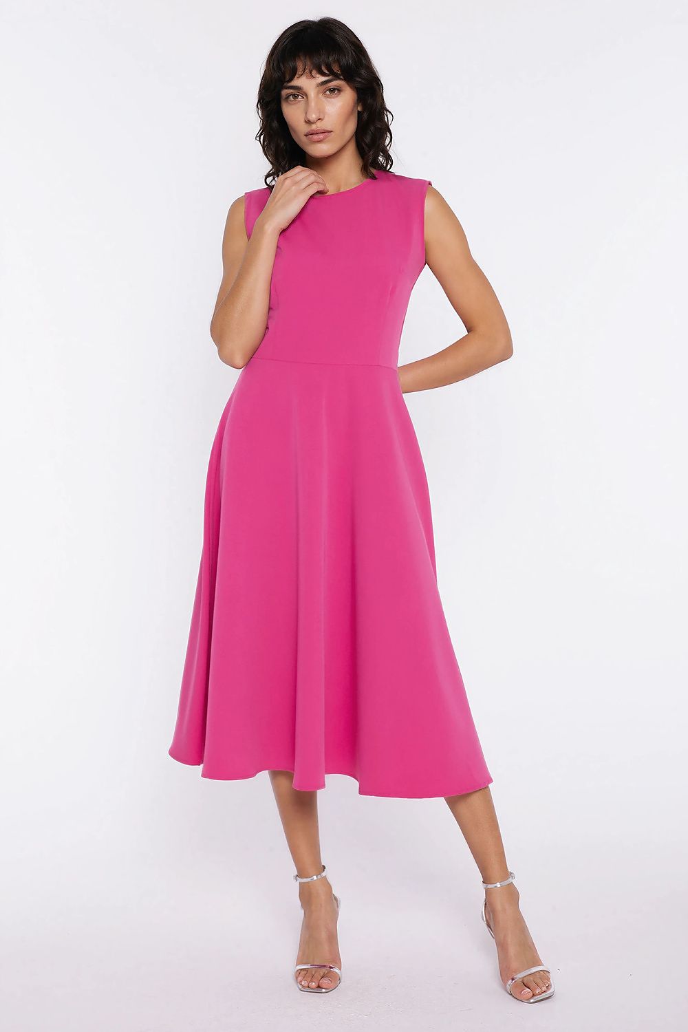 pink sleeveless mini day dress front view