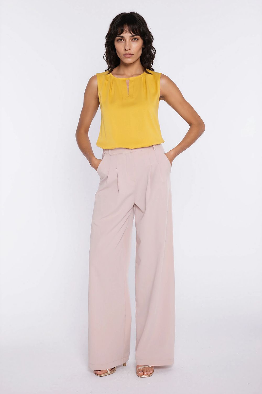 yellow sleeveless mini blouse alternate angle