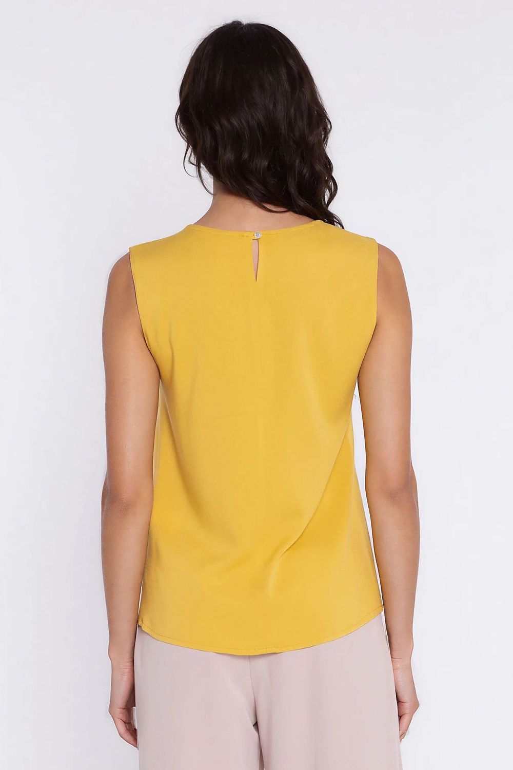 yellow sleeveless mini blouse detail view