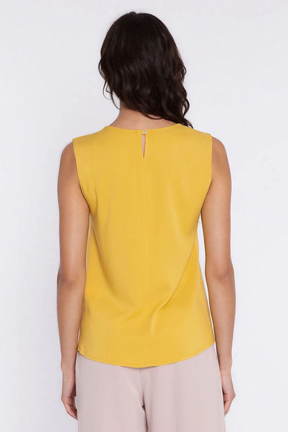yellow sleeveless mini blouse detail view