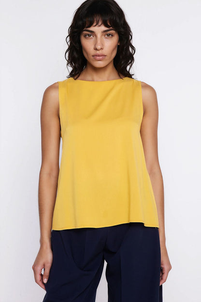yellow sleeveless mini blouse front view