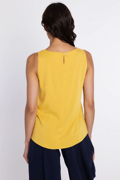 yellow sleeveless mini blouse detail view