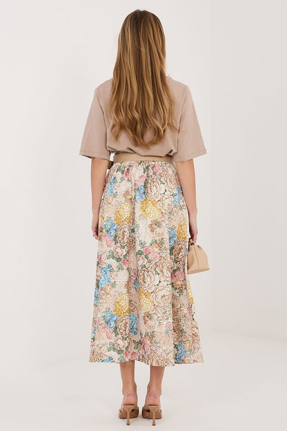 beige belted midi skirt detail view