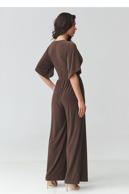 beige wrap short sleeve suit view 9