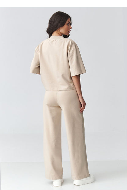 beige v-neck mini matching set detail view