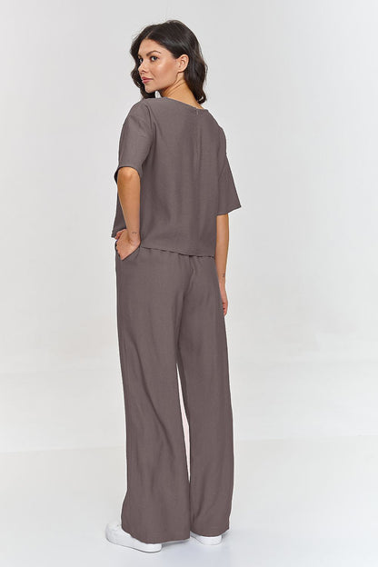brown short sleeve matching set alternate angle