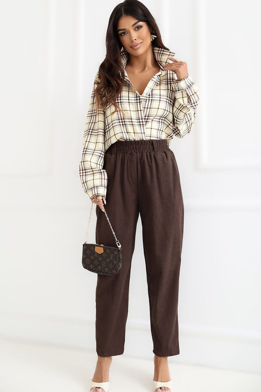 brown corduroy trousers front view