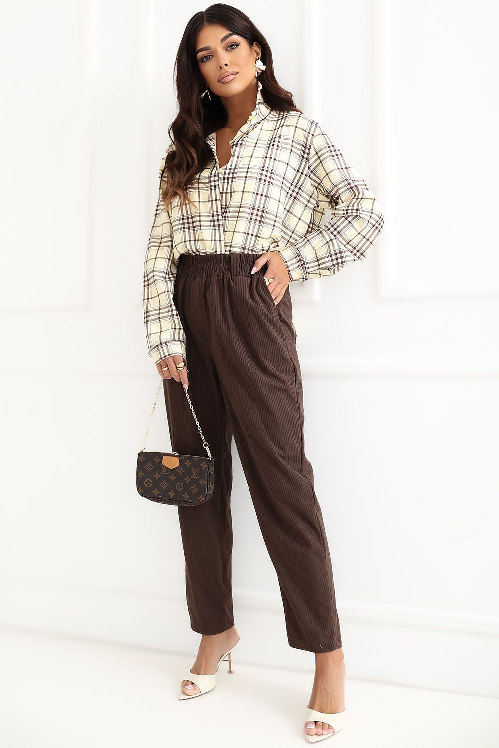 brown corduroy trousers detail view