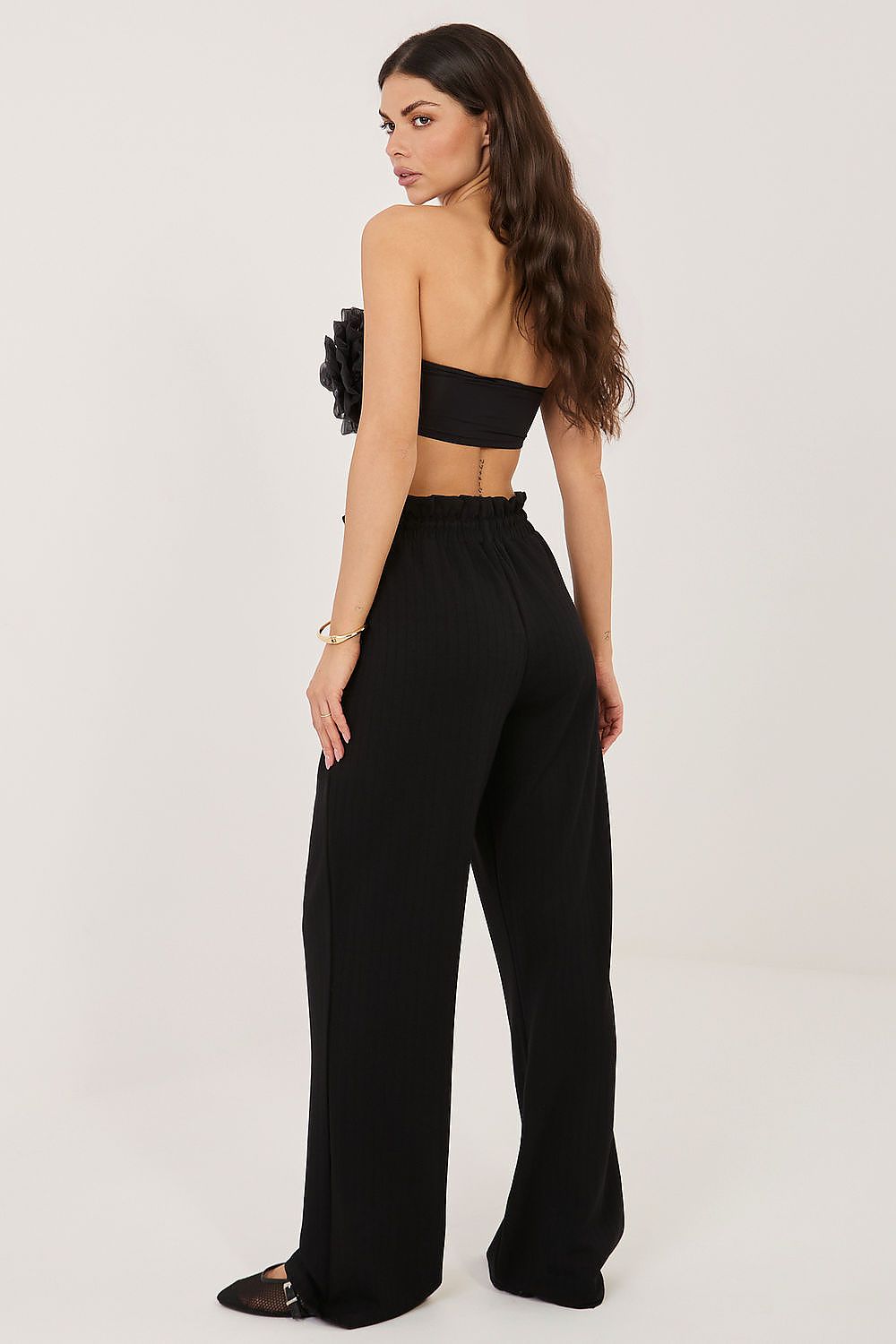black mini tracksuit trousers detail view
