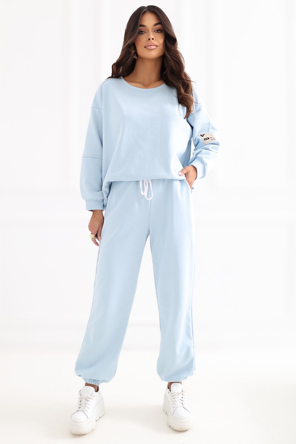 blue long sleeve matching set alternate angle