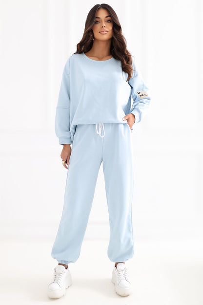 blue long sleeve matching set alternate angle