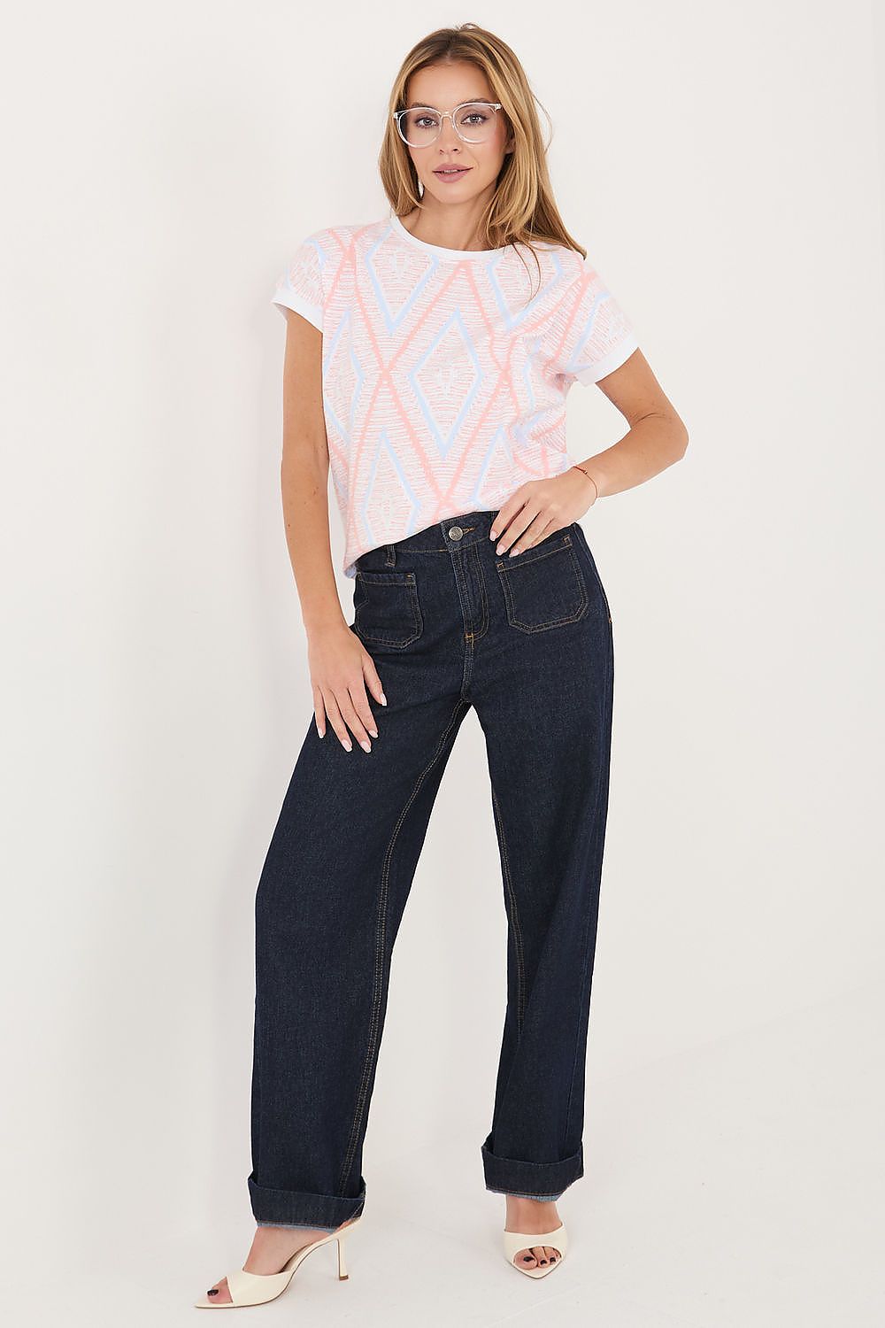 blue short sleeve mini blouse view 15