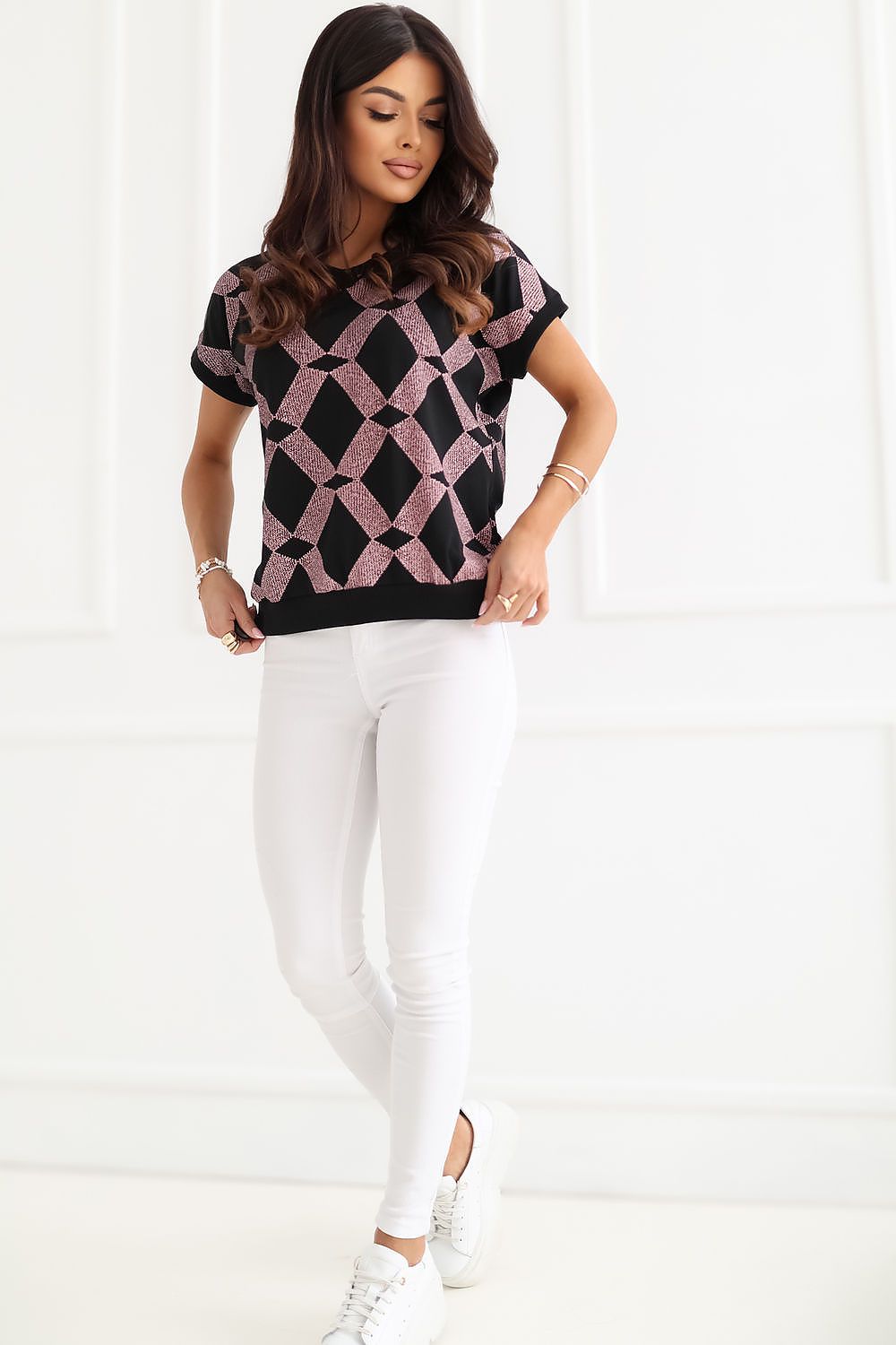 green short sleeve mini blouse side view