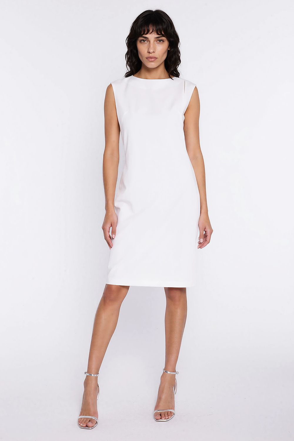 navy blue day dress side view