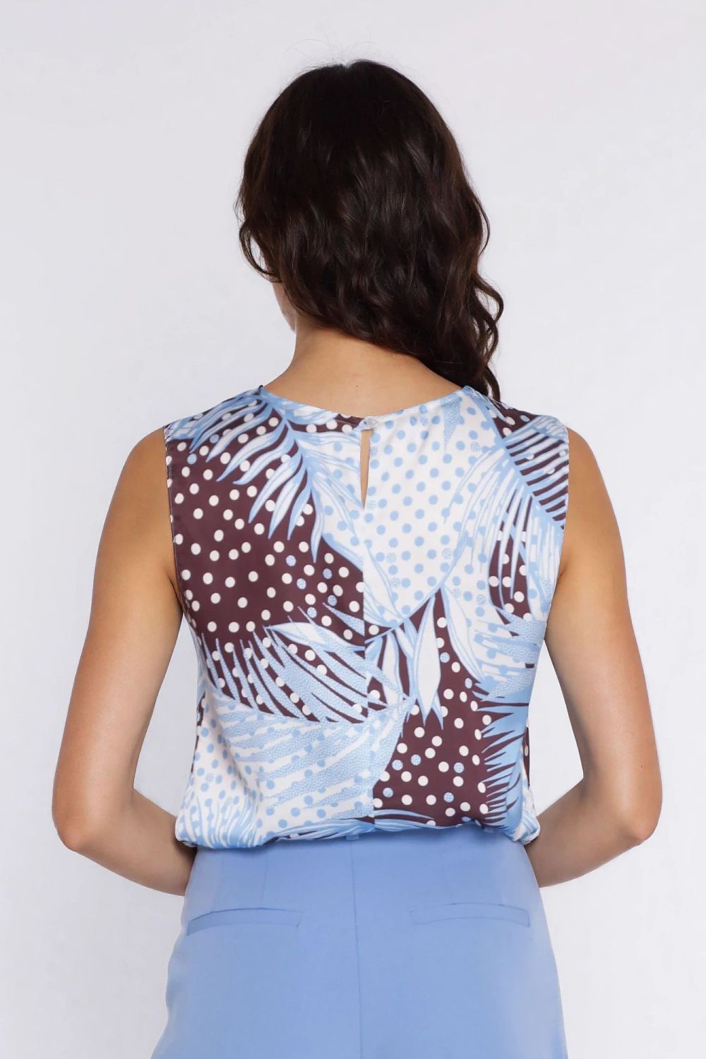 multicolor sleeveless mini blouse detail view