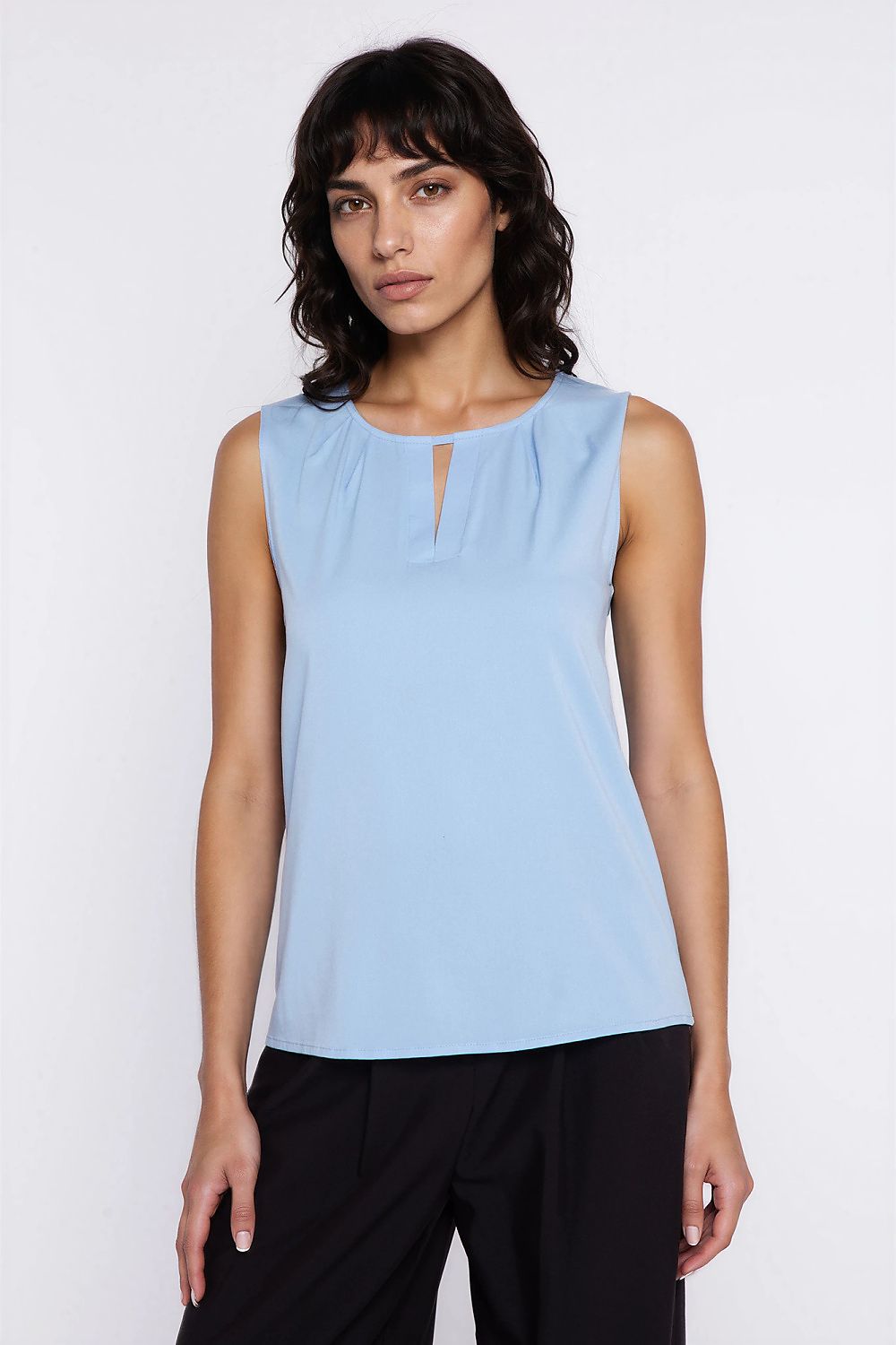 yellow sleeveless mini blouse side view