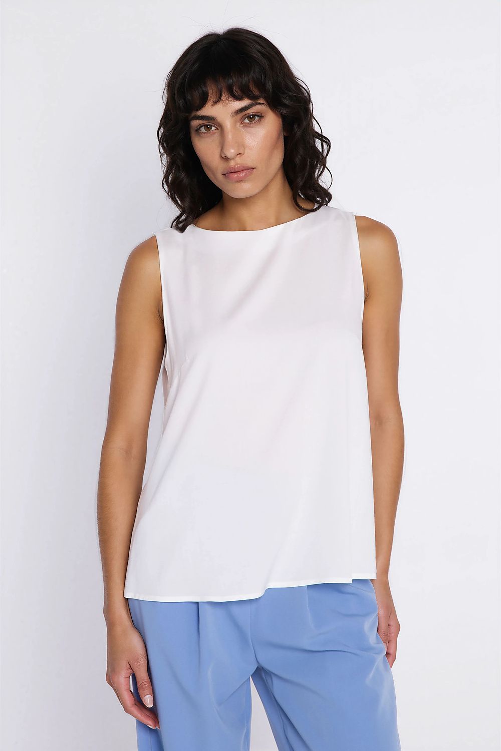 yellow sleeveless mini blouse side view