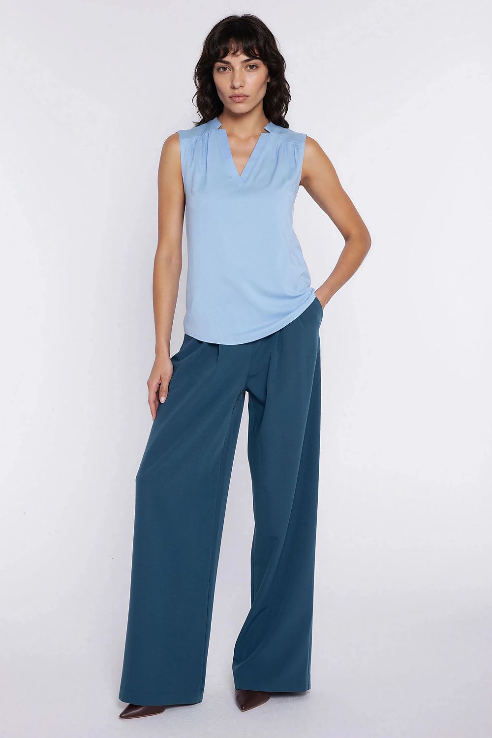 beige sleeveless v-neck blouse view 6