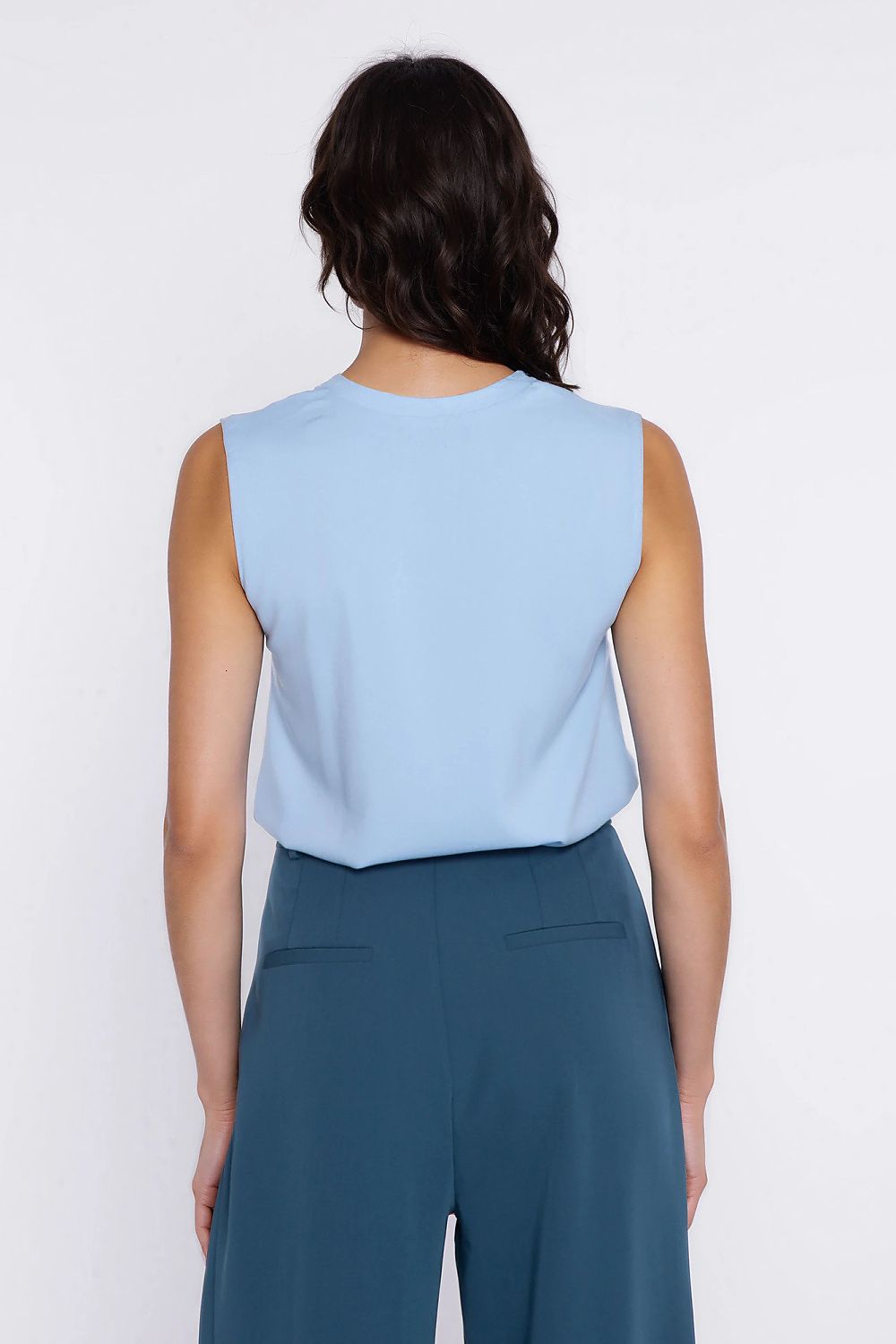 beige sleeveless v-neck blouse view 7