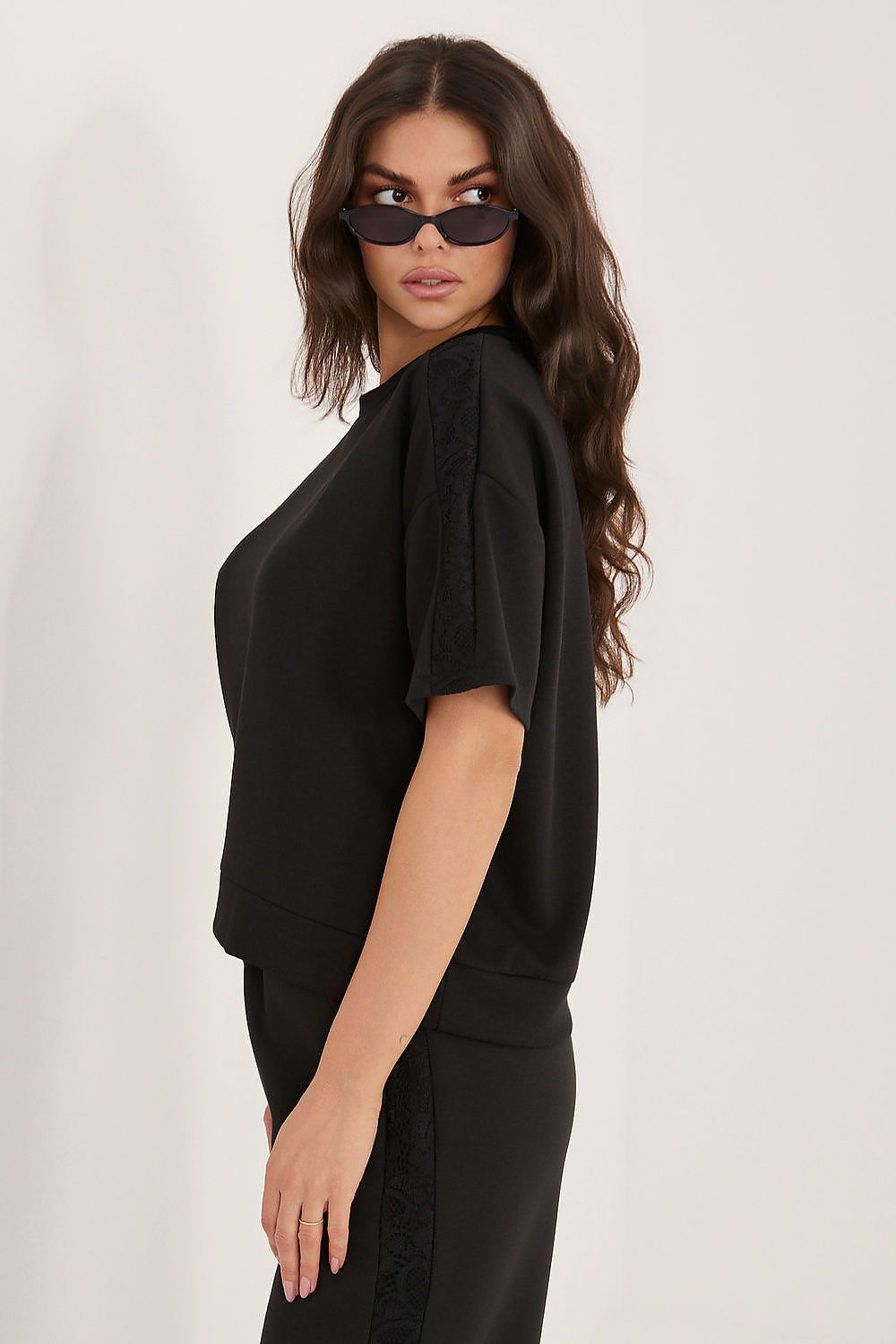 pink lace short sleeve blouse view 8