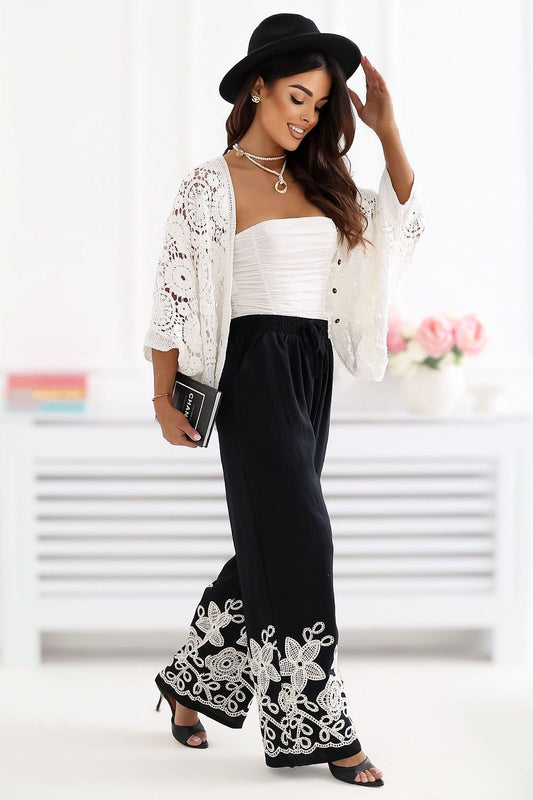 black mini women trousers front view