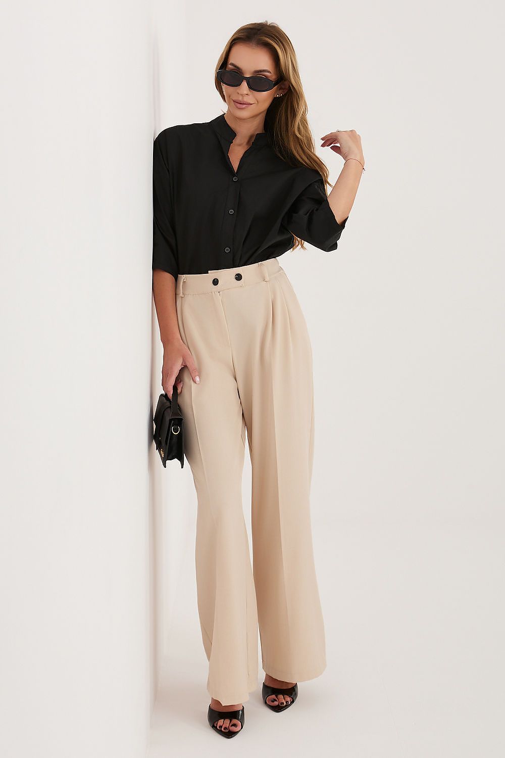 black v-neck mini shirt alternate angle
