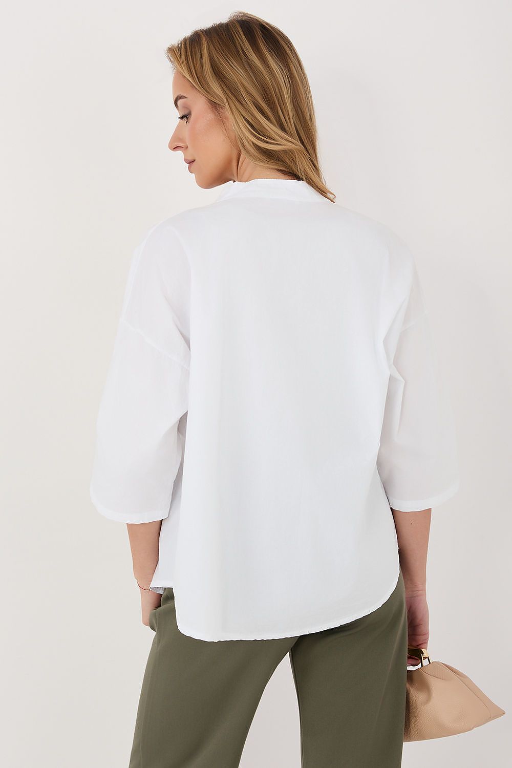 black v-neck mini shirt side view