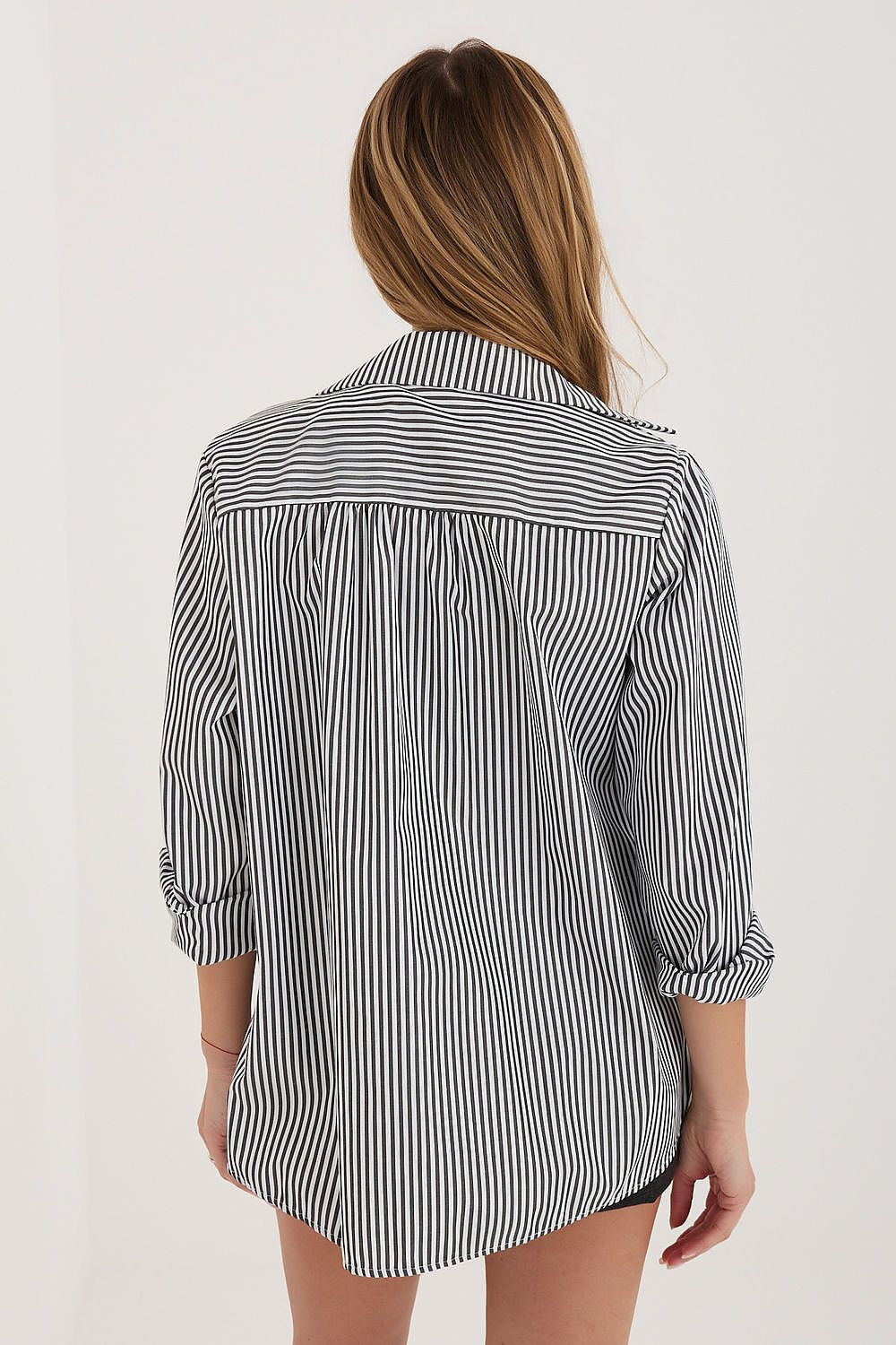 Women's Black, Blue, and Navy Blue Long Sleeve Shirt detail view