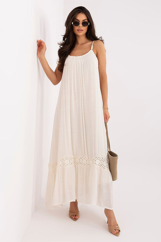 beige mini maxi day dress front view