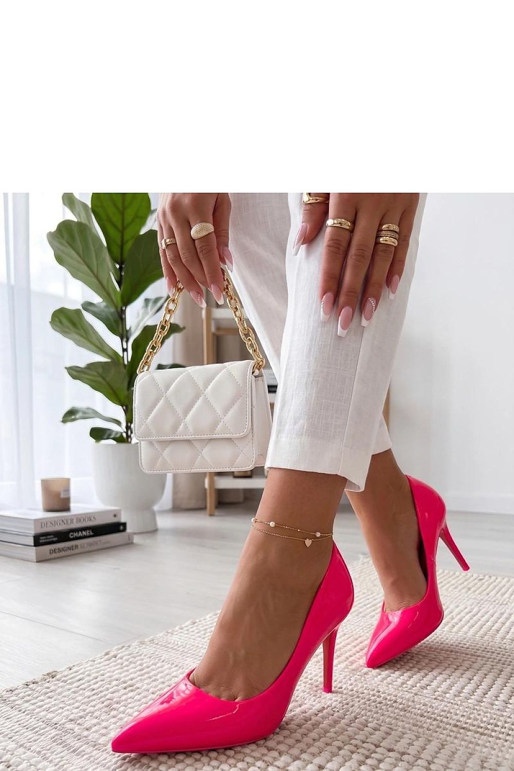 Women's Pink, Yellow, and Violet High Heels front view