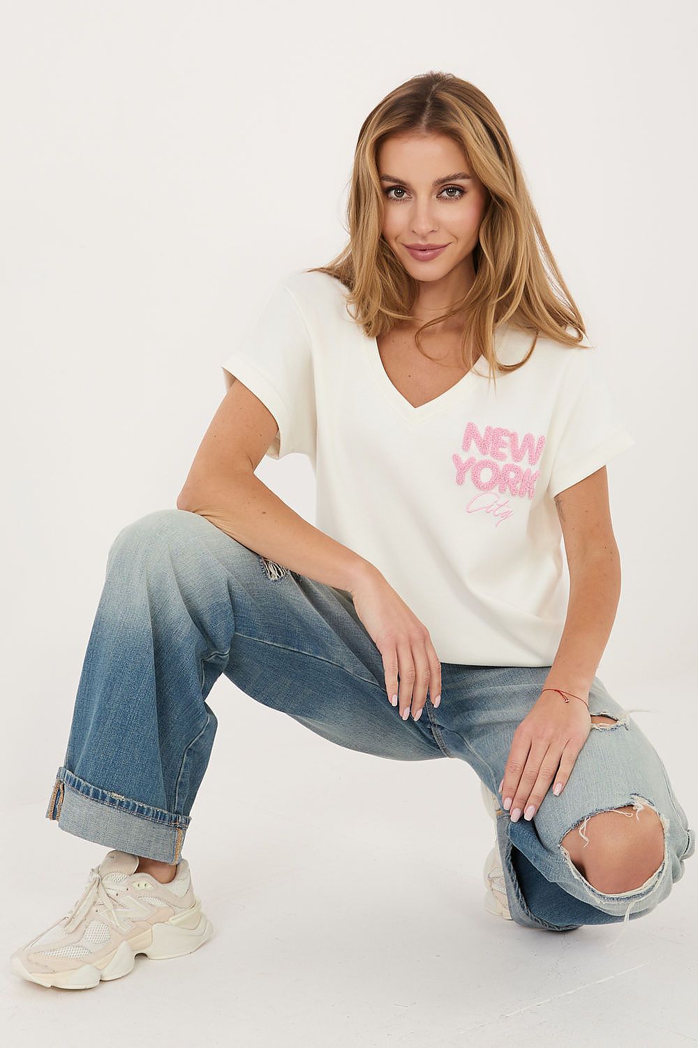 pink short sleeve v-neck blouse view 7