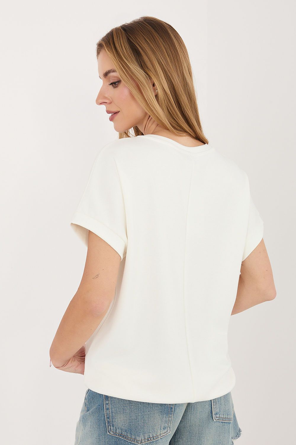 pink short sleeve v-neck blouse view 9