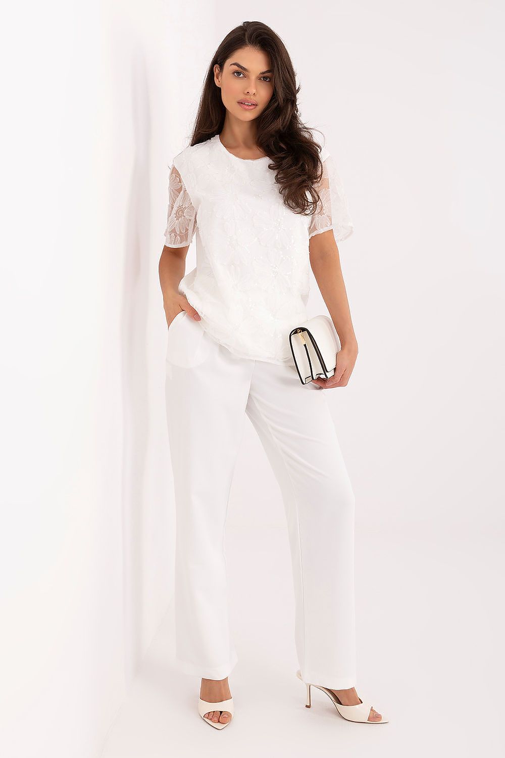 pink lace sequin blouse view 9