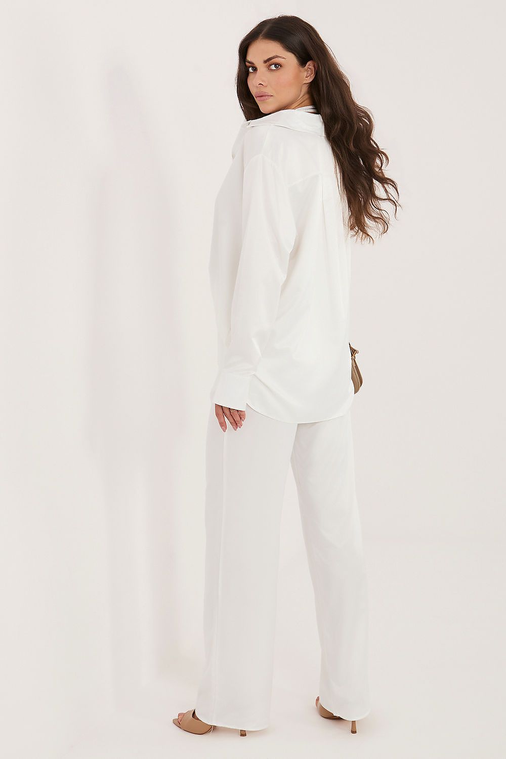 white belted long sleeve matching set detail view