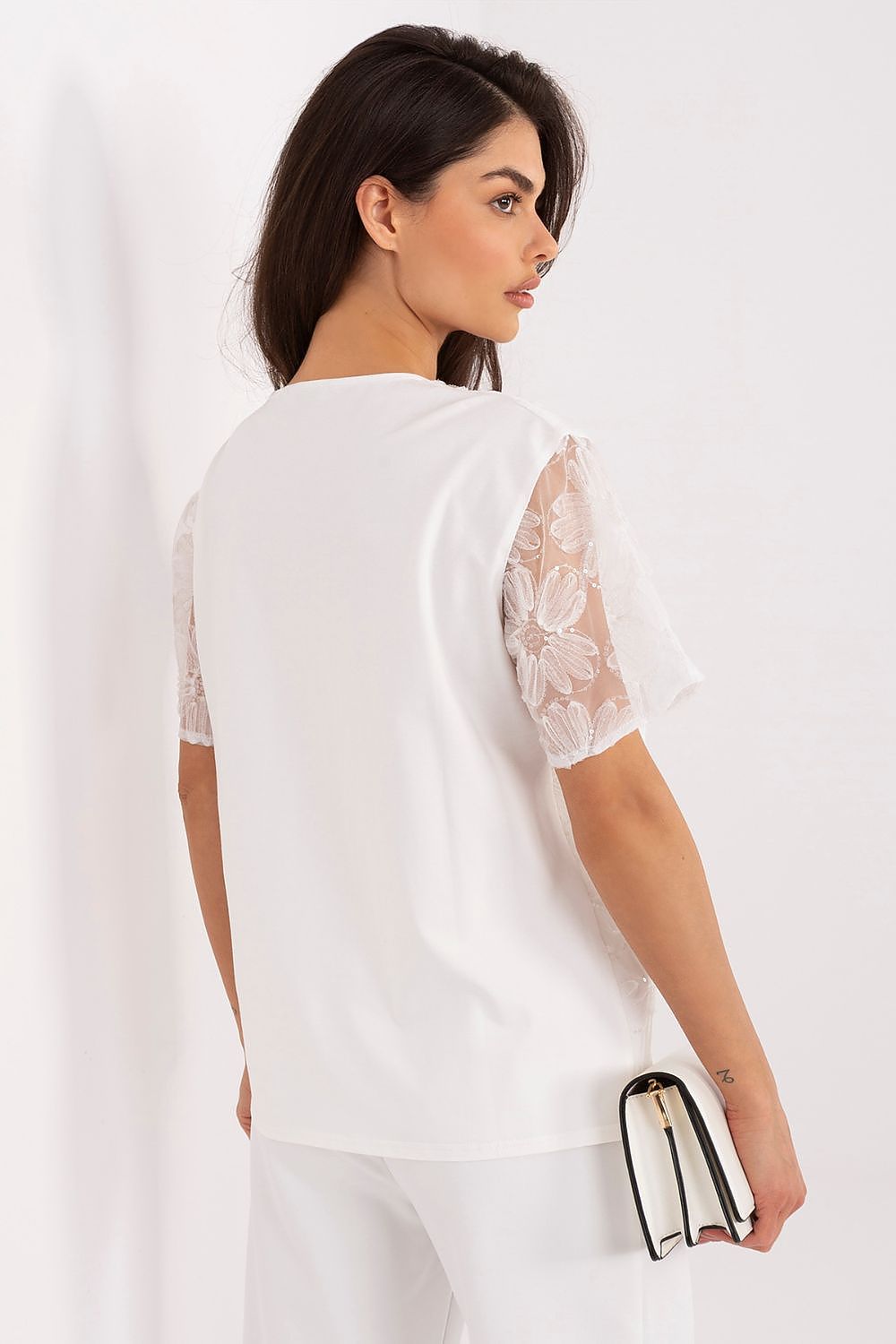 pink lace sequin blouse view 10