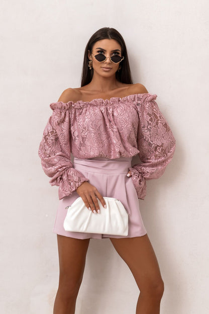 beige lace mini blouse view 7