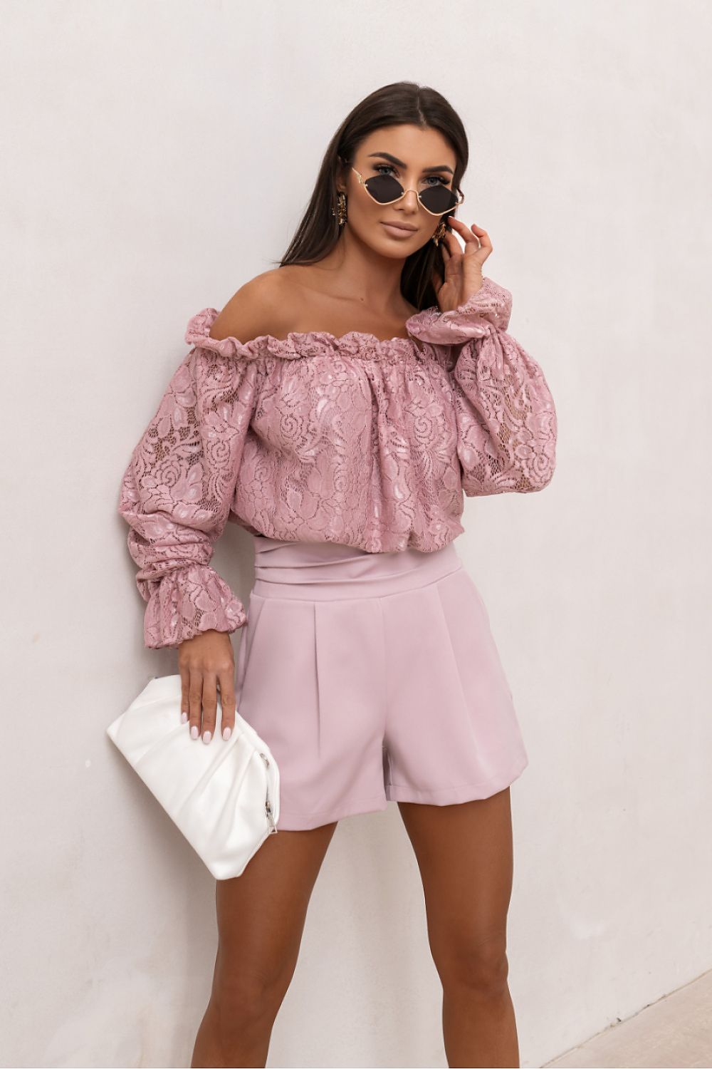 beige lace mini blouse view 8